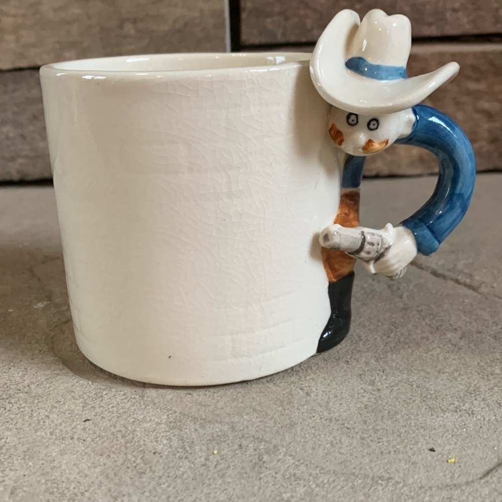 Fitz and Floyd Good Guy Bad Guy made in Japan cowboy mug/cup